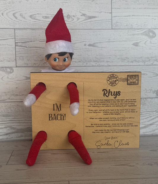 Elf on the Shelf Wooden Postcard